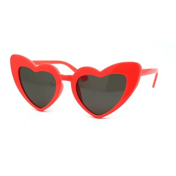 Girls Kid Size Plastic Love Heart Shape Cat Eye Sunglasses Coral Black - Walmart.com | Walmart (US)