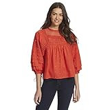 Ella Moss Women's Lyra Pintucked Woven Top, Spicy Orange, X-Small | Amazon (US)