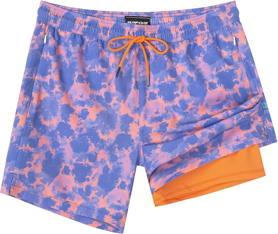 SURF CUZ Mens Swim Trunks with Compression Liner Swimming Trunks 5 Inch Bathing Suit Quick Dry Sw... | Amazon (US)