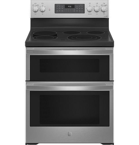 GE Profile - 6.6 Cu. Ft. Freestanding Double Oven Electric True Convection Range with No Preheat Air | Best Buy U.S.