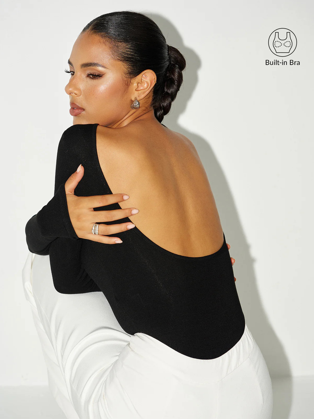 Bra-Free Long Sleeve Backless Bodysuit | Commense