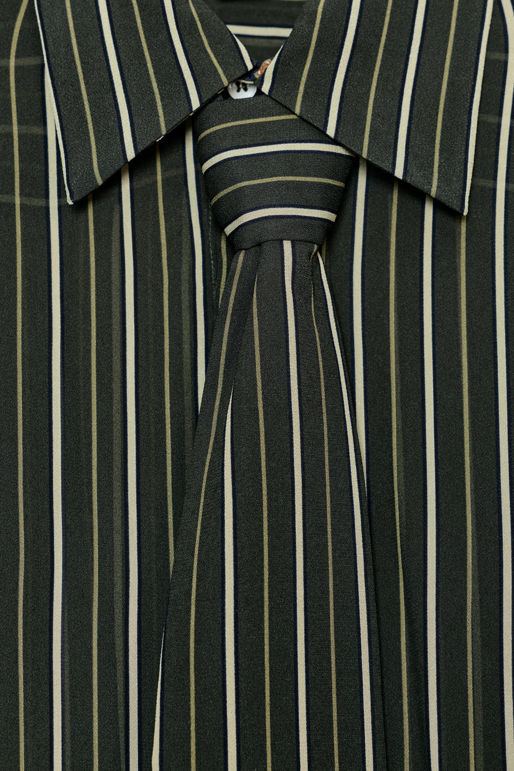 ZW COLLECTION FLOWY STRIPED TIE SHIRT | Zara US