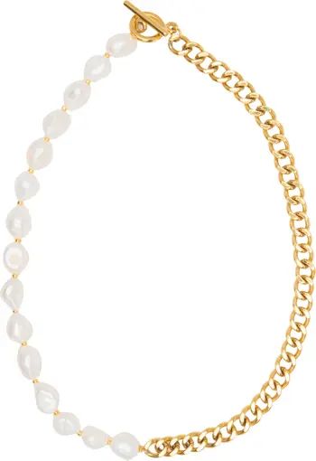 Petit Moments Golden Hour Attica Freshwater Pearl & Curb Chain Necklace | Nordstrom | Nordstrom