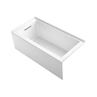 KOHLER Underscore 60 in. x 30 in. Soaking Bathtub with Left-Hand Drain in White 1956-LA-0 - The H... | The Home Depot