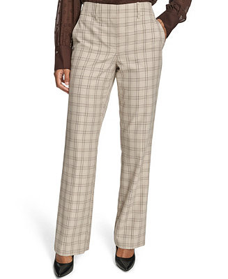 Women's Plaid Bootcut Trousers | Macy's