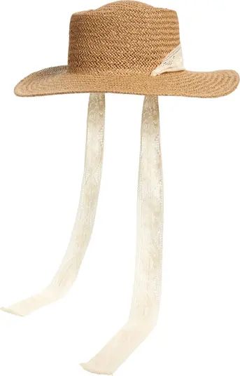 Lace Tie Straw Boater Hat | Nordstrom