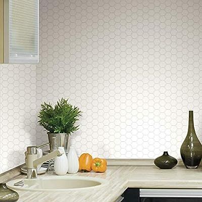 RoomMates Sticktiles Pearl Hexagon Peel and Stick Backsplash Tiles - 4 Per Pack , Multi , 10.5x10... | Amazon (US)