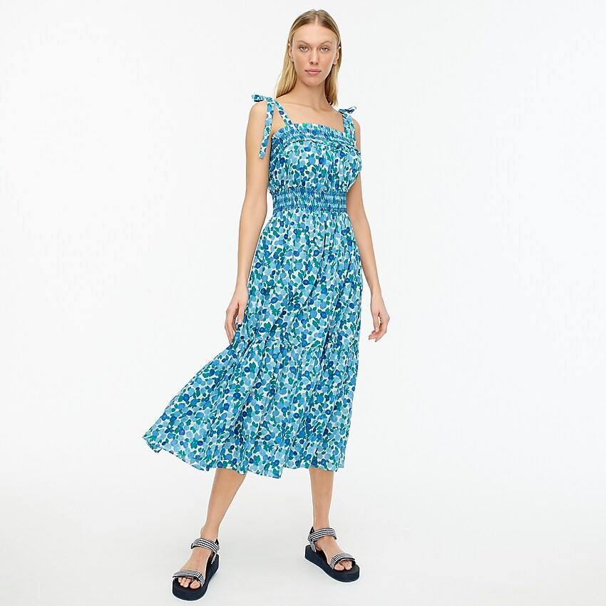 Smocked midi dress in blueberry floral | J. Crew US