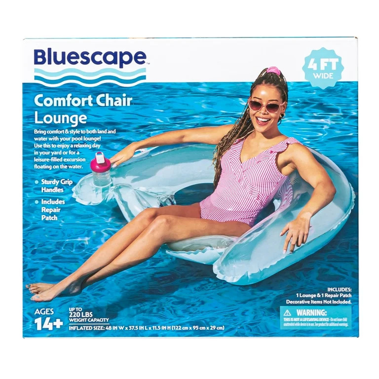 Bluescape Inflatable Comfort Chair Lounge Pool Float, Teal, Age 14 & up, Unisex | Walmart (US)