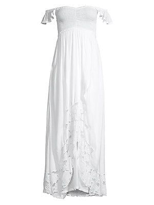 Hollie Embroidered Lace Off-The-Shoulder Maxi Dress | Saks Fifth Avenue