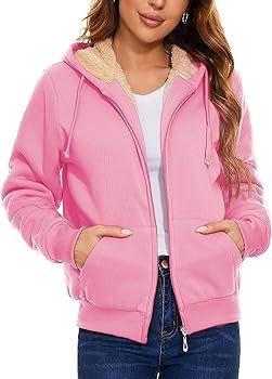 JACKETOWN Zip Up Hoodies for Women Warm Fall Winter Fleece Jacket Casual Hooded Sweatshirts Thick... | Amazon (US)