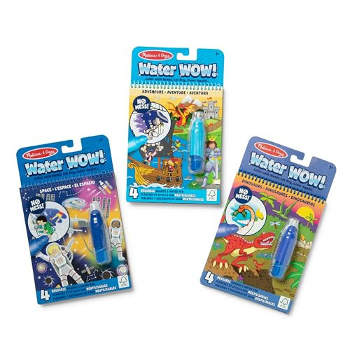 Melissa & Doug Water Wow! Mess Free Coloring Book, Reusable Water-Reveal Activity Pad, 3-Pack, Dinosaur, Adventure, Space, Travel Toys, Party Favors, for Toddlers & Kids Ages 3+ - FSC Certified | Amazon (US)