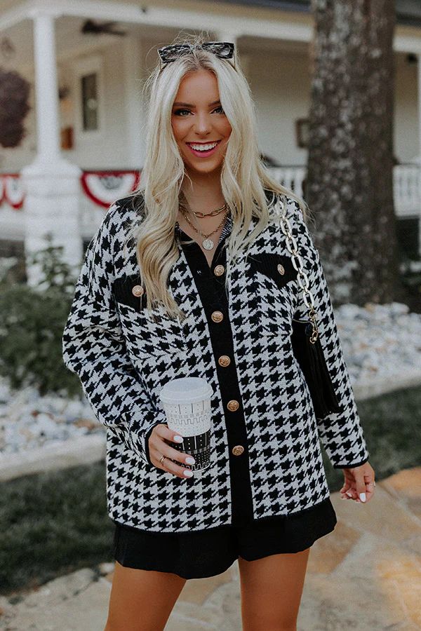 Fall In The City Houndstooth Jacket In Black | Impressions Online Boutique