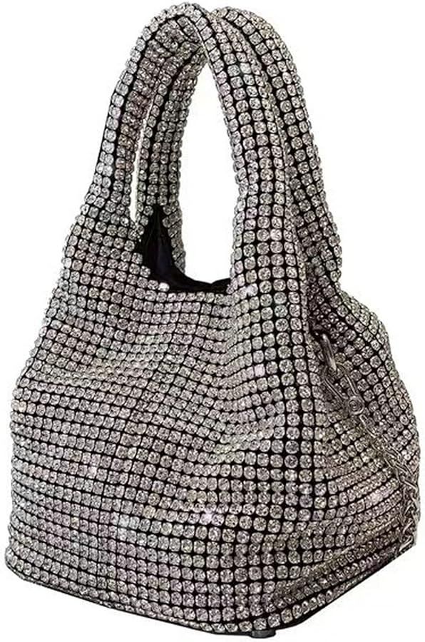 Rhinestone Mini Tote Bag Women Blingbling Sparkle Purse Crystal Clutch Handbags Silver Party Prom... | Amazon (UK)