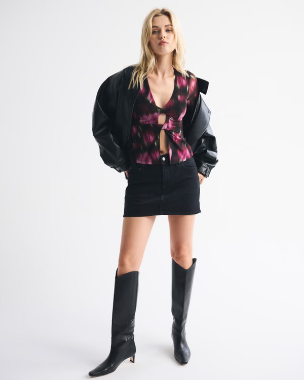 Bra-Free Long-Sleeve Mesh Twist Cutout Top | Abercrombie & Fitch (US)