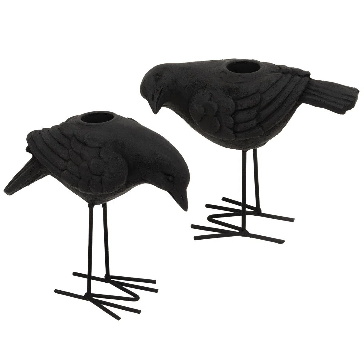 2/Set - Black Metal Crow Taper Holders | Wayfair North America