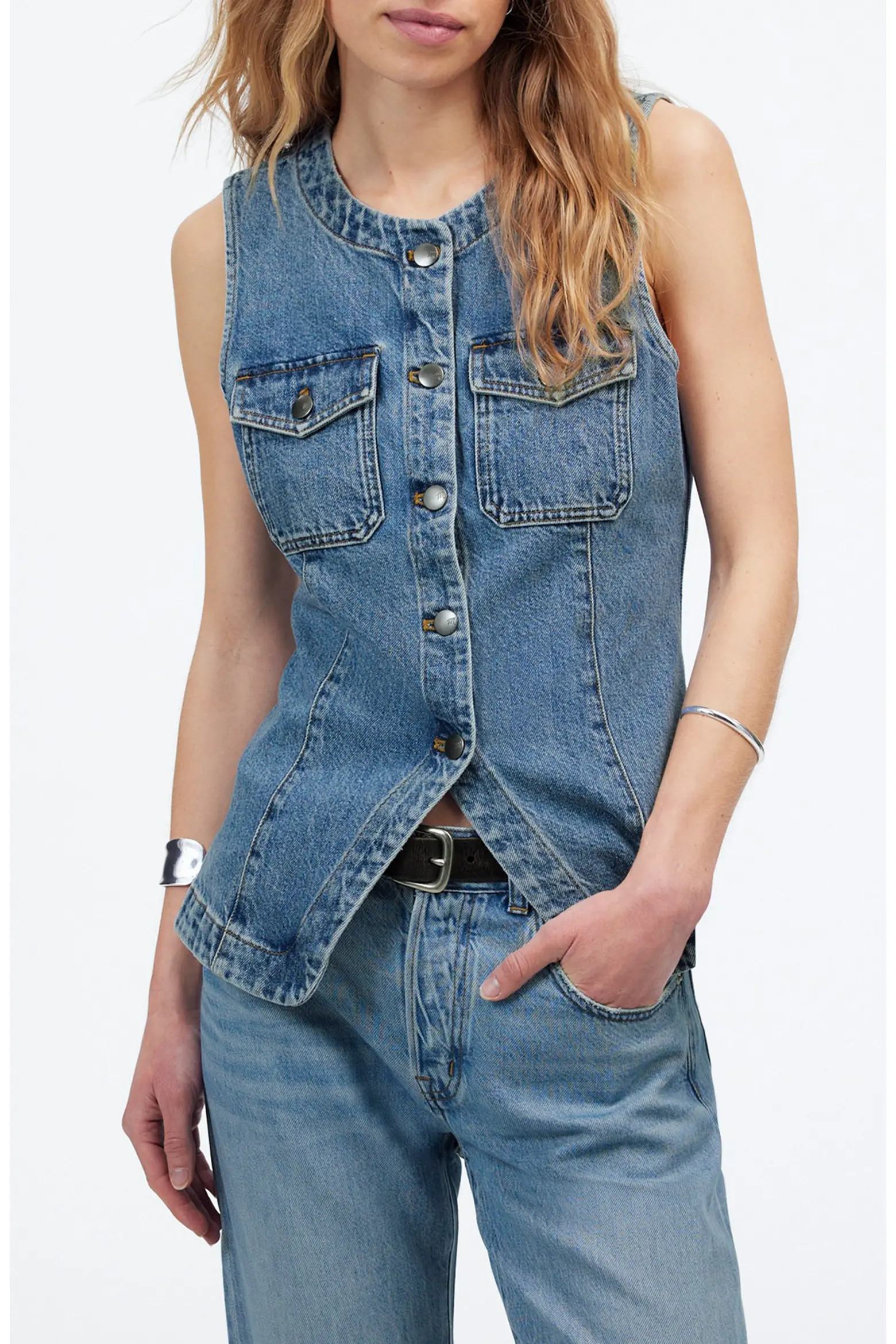 Madewell Denim High Crewneck Vest (Women) | Nordstromrack | Nordstrom Rack