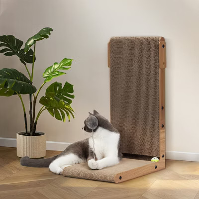 Sandinrayli L Shape Large Cat Scratcher Lounge, Corrugated Cardboard Scratching Pad for Indoor Cats | Target