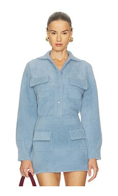 Susana Monaco Fuzzy Sweater Cargo Jacket in Serenity from Revolve.com | Revolve Clothing (Global)