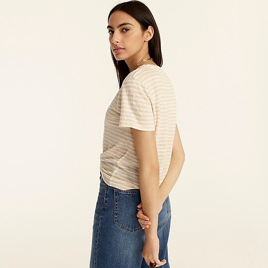 Relaxed linen crewneck T-shirt in stripe | J.Crew US
