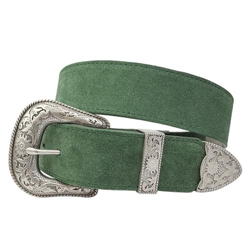 Axesoria Genuine Causal Suede Belt in Western Green S | Amazon (US)