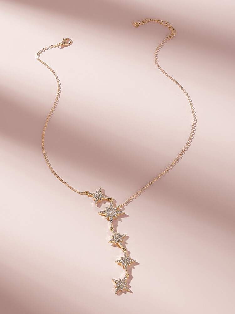 Rhinestone Eight-pointed Star Decor Lariat Necklace 1pc | SHEIN