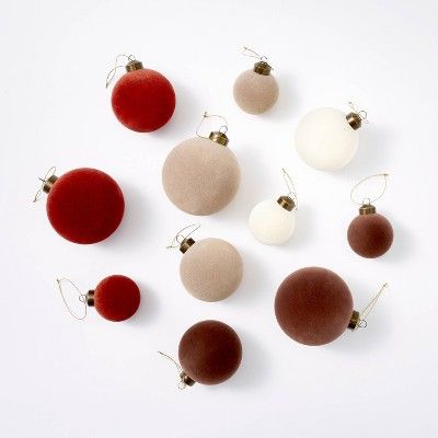 Set of 11 Large Velvet Tree Ornaments Red - Threshold&#8482; designed with Studio McGee | Target