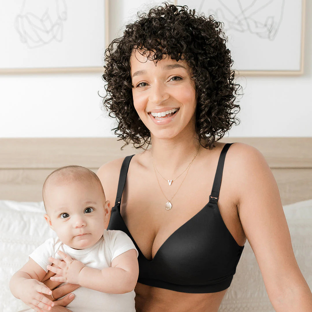 Minimalist Maternity & Nursing Plunge Bra | Black | Kindred Bravely