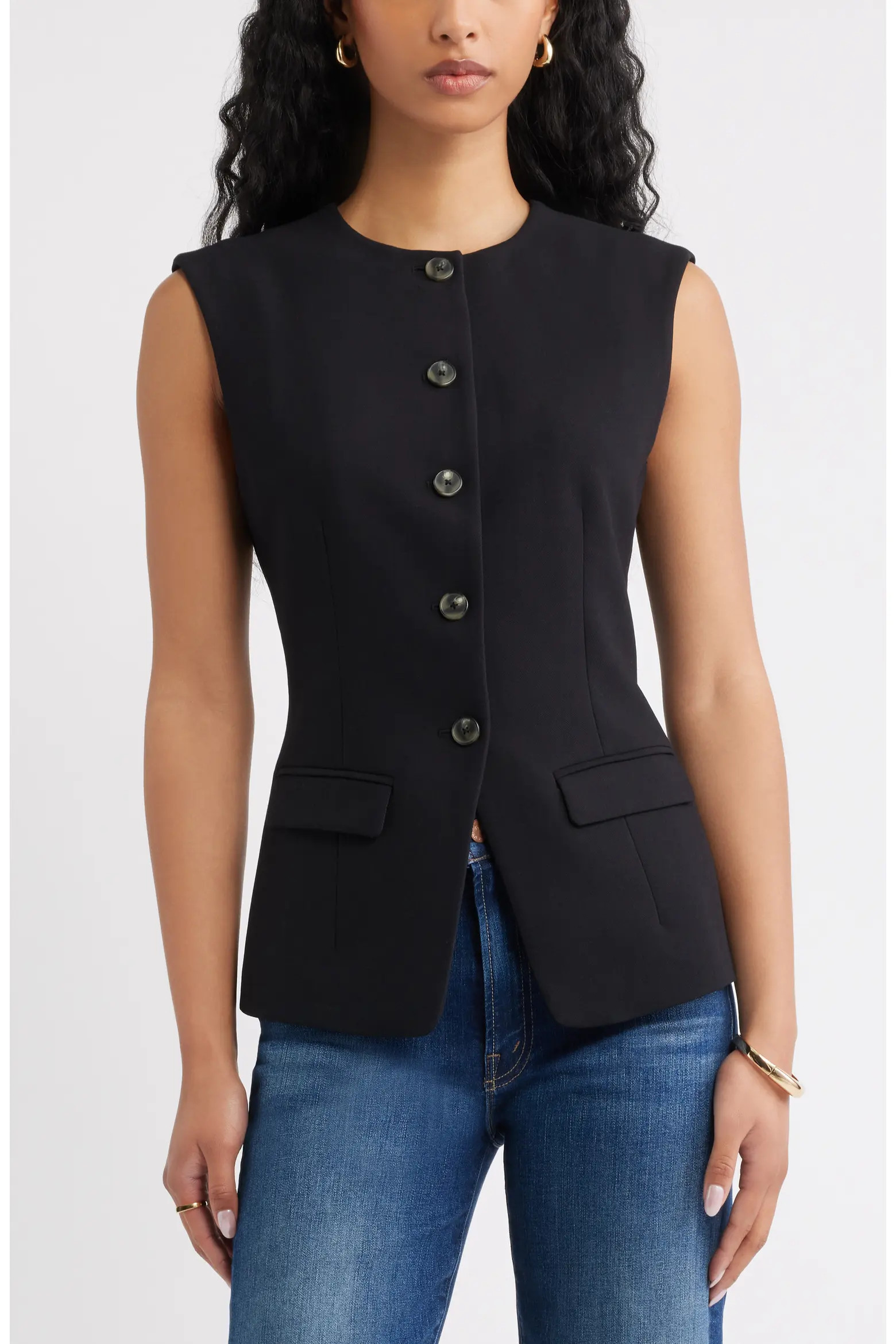 Open Edit Icon Twill Crewneck Vest (Women) | Nordstrom | Nordstrom