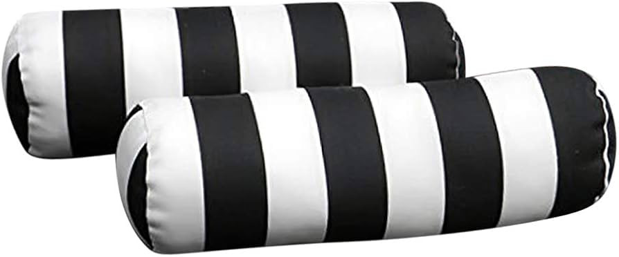 RSH Decor Set of 2 Indoor/Outdoor Decorative Bolster/Neckroll Pillows - Black and White Stripe | Amazon (US)