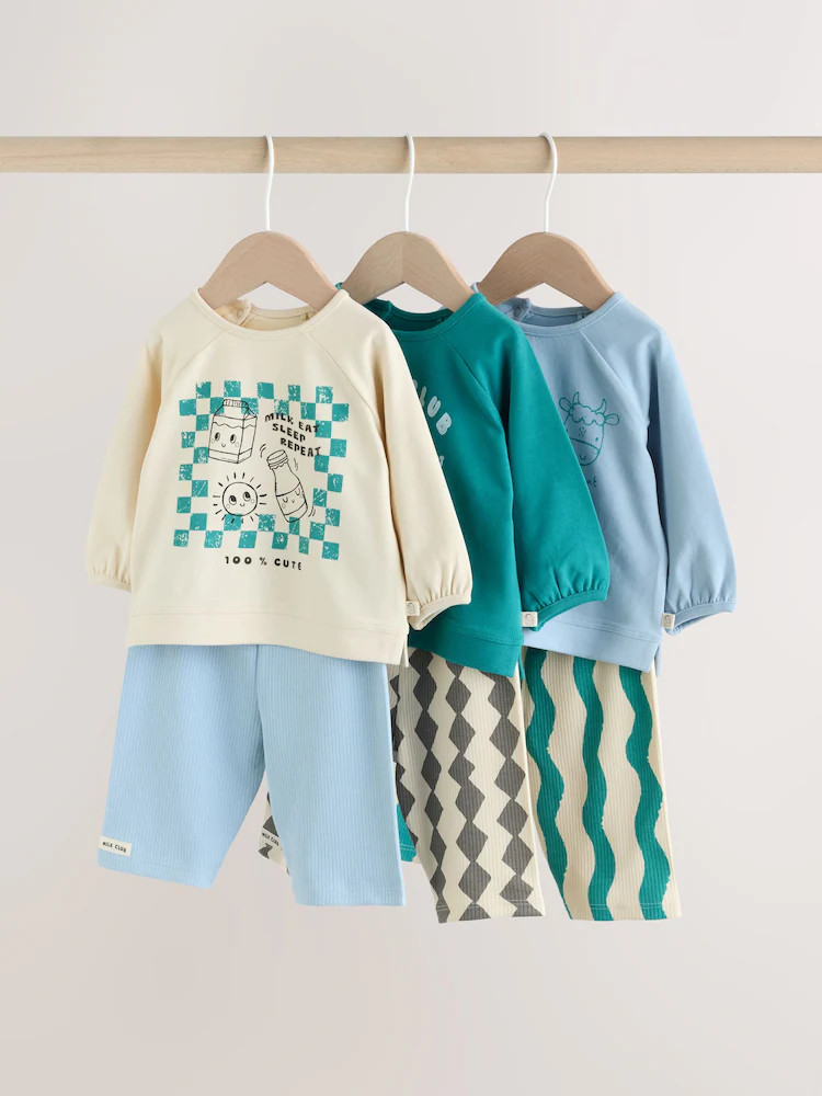 Blue/Green Milk Club Baby Top & Leggings 6 Piece Set (0mths-3yrs) | Next US