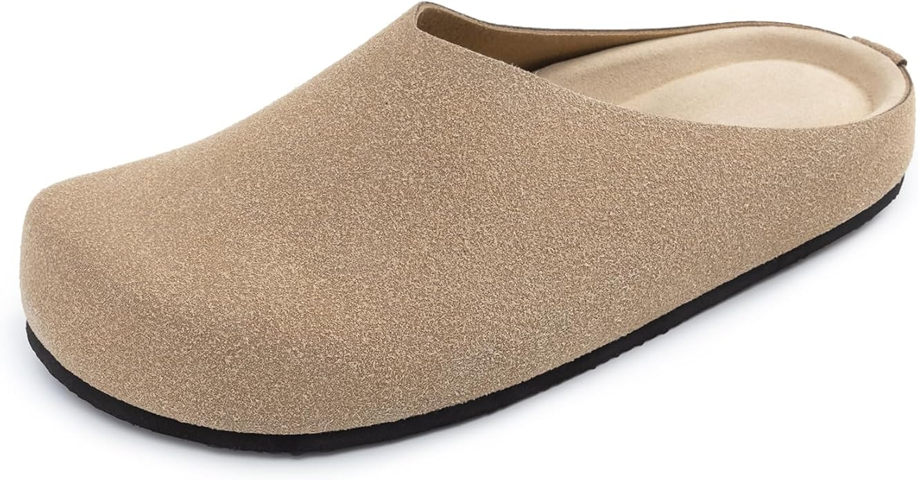 Athlefit Women's Slip On Suede Clogs Comfortable Cork Footbed Mules Shoes for Nurse Work Outdoor ... | Amazon (US)