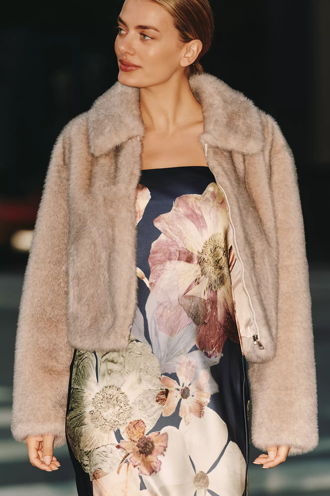 Maeve Cropped Faux Fur Coat | Anthropologie (US)