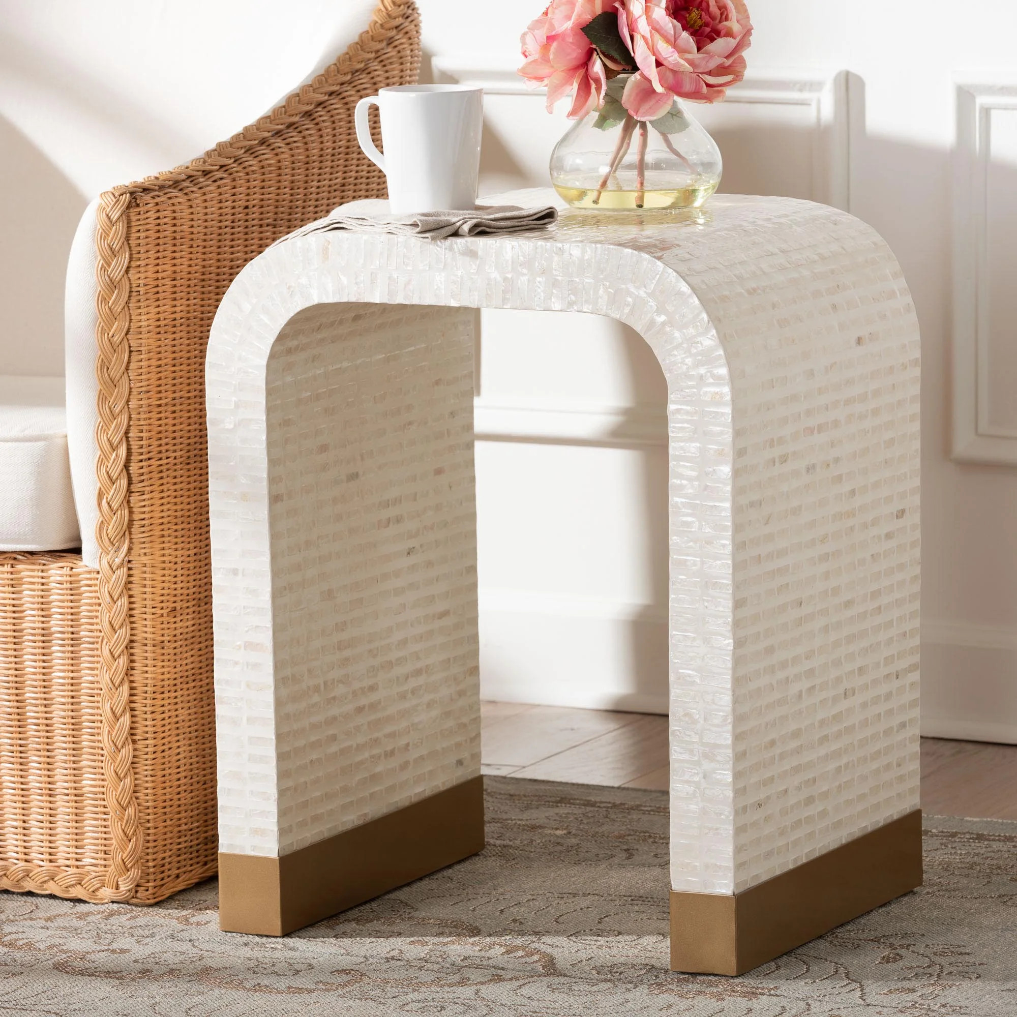 bali & pari Carlyn Coastal End Table, Beige | Walmart (US)