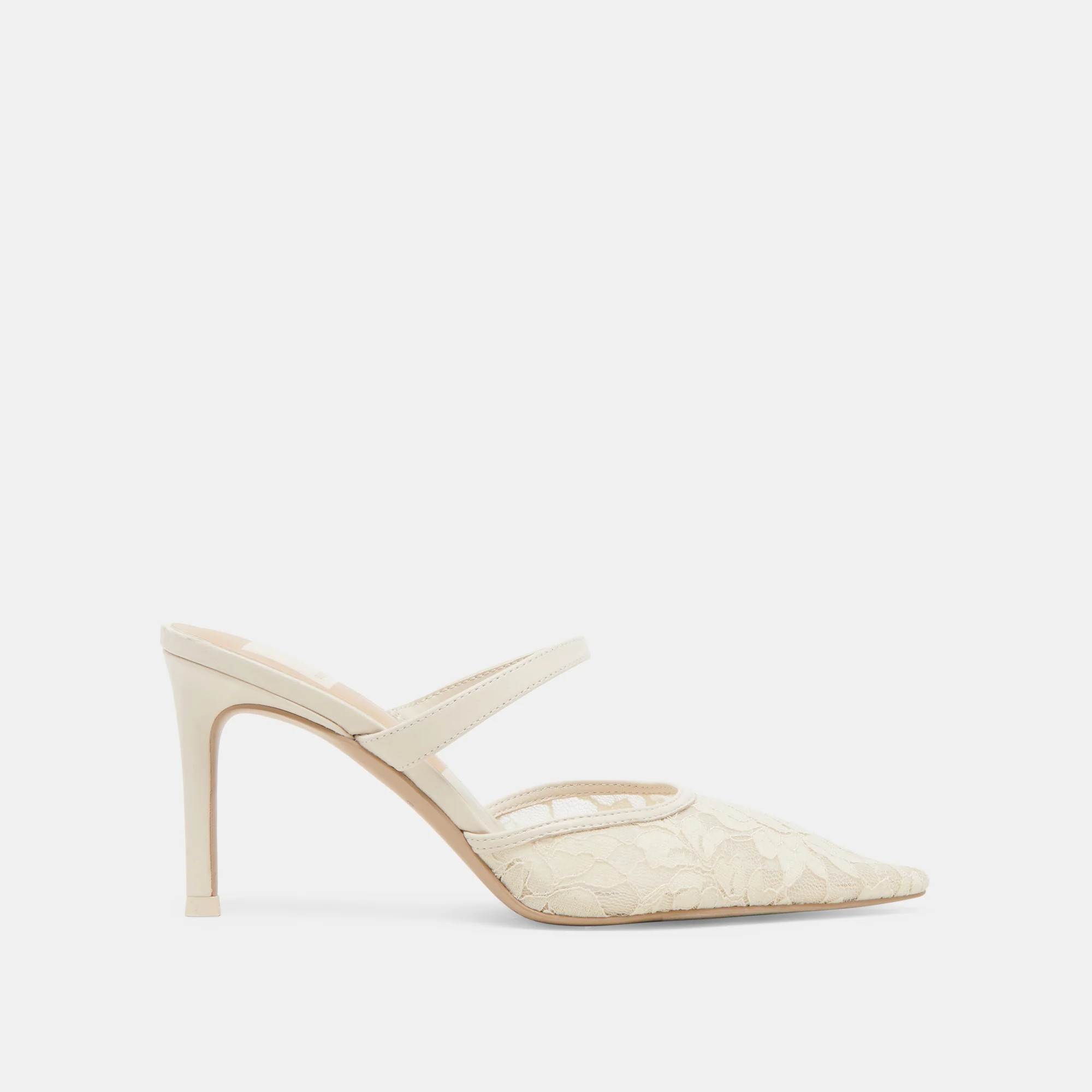 KATIK WIDE HEELS WHITE FLORAL LACE | DolceVita.com
