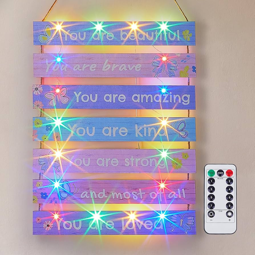 FIOBEE Girls Room D\u00e9cor for Teen Girls Boys with LED Light Wall Decor for Bedroom Motivation... | Amazon (US)