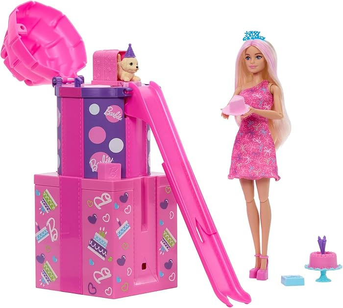 Barbie Rise & Surprise Doll & Accessories, Pet Birthday Series with 12 Surprises Including Slide ... | Amazon (US)