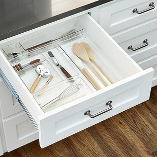 iDESIGN Linus Small 2-Section Drawer Organizer Clear | The Container Store