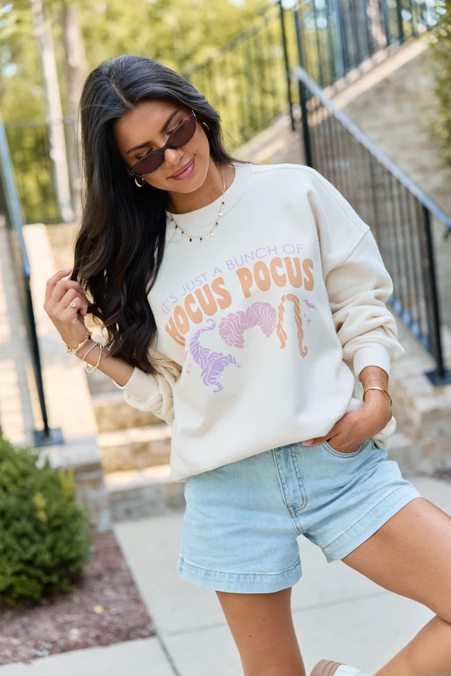 Hocus Pocus Trio Cream Graphic Sweatshirt | Pink Lily