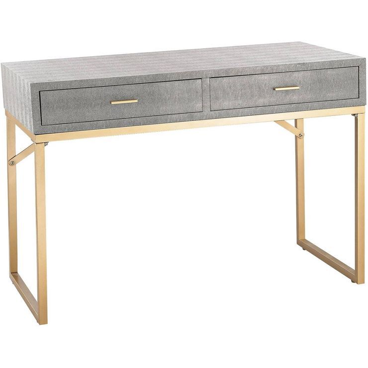 55 Downing Street Modern Wood Rectangular Desk 42" x 21" with Drawer Gray Tabletop Gold for Livin... | Target