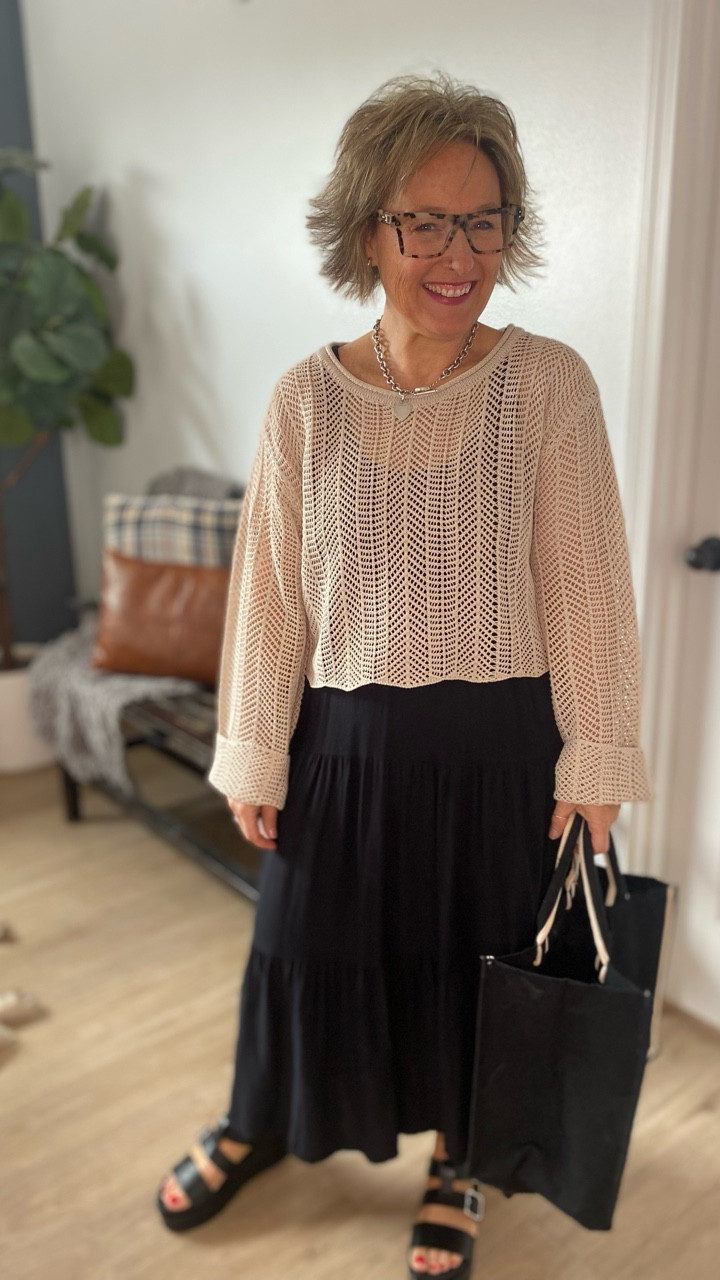 Knit cropped sweater for a little coverage over a spaghetti straps tend to tiered dress

#LTKPetite #LTKTravel #LTKStyleTip