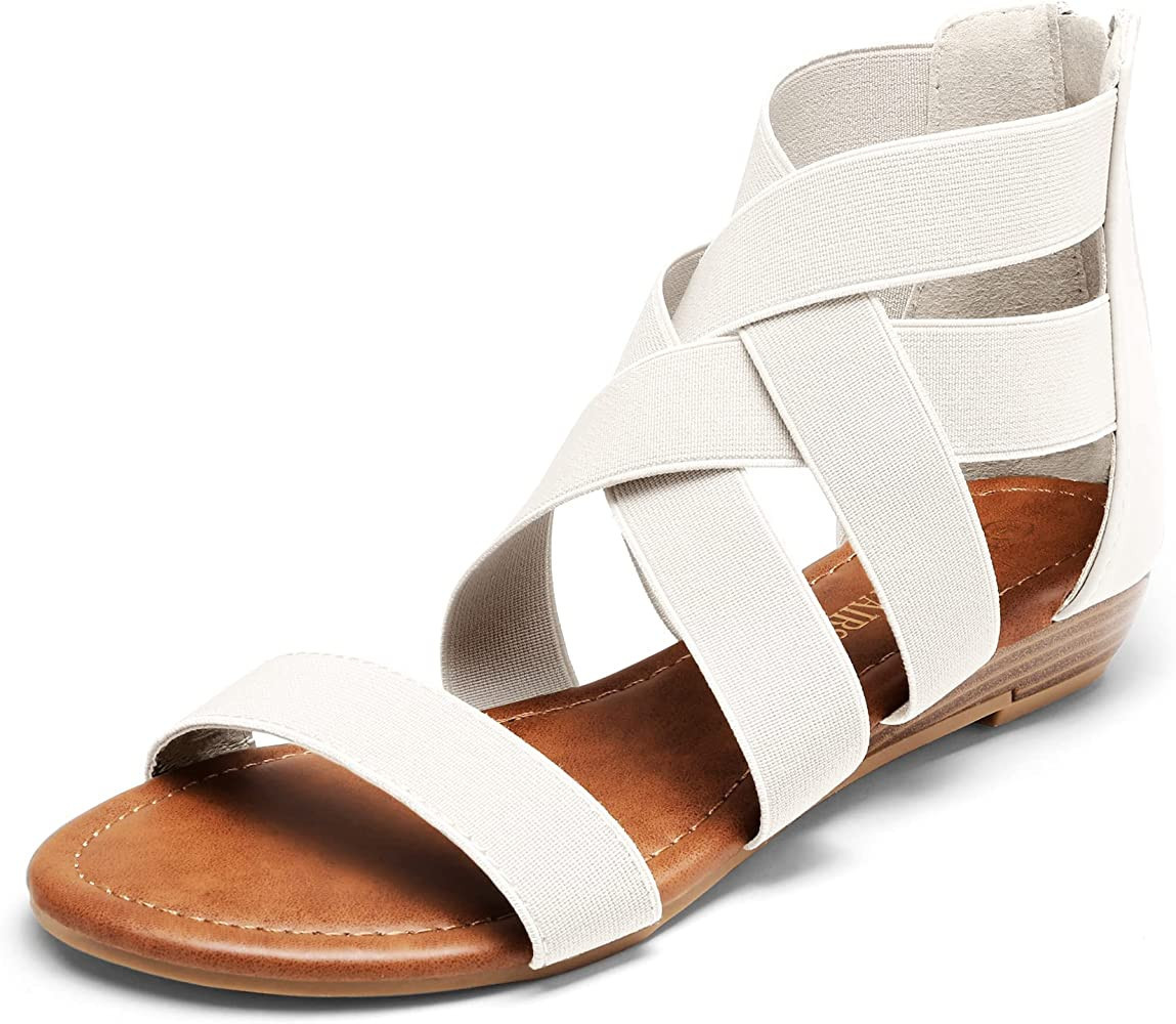 DREAM PAIRS Women's Elastic Ankle Strap Low Wedges Sandals | Amazon (US)