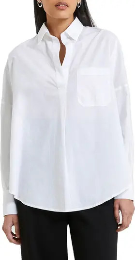 French Connection Rhodes Cotton Poplin Button Back Popover Top | Nordstrom | Nordstrom