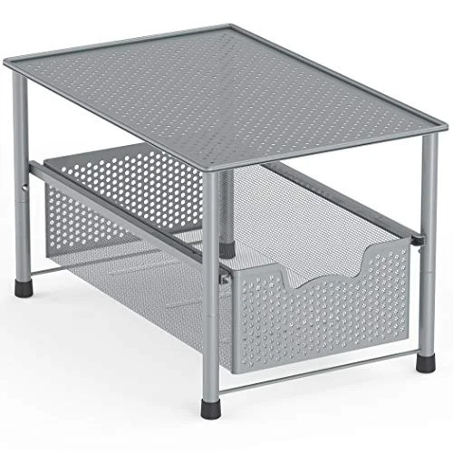 Simple Houseware Stackable Under Sink Cabinet Sliding Basket Organizer Drawer, Silver | Walmart (US)