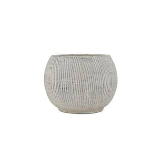5.25 in. W x 4.5 in. H Distressed Cream Fluted Texture Clay Decorative Pots | The Home Depot