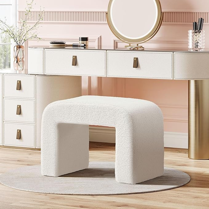 Tribesigns White Vanity Stool, 24" Wide Foot Rest for Couch, Large Foot Stool Ottoman, Modern Ext... | Amazon (US)