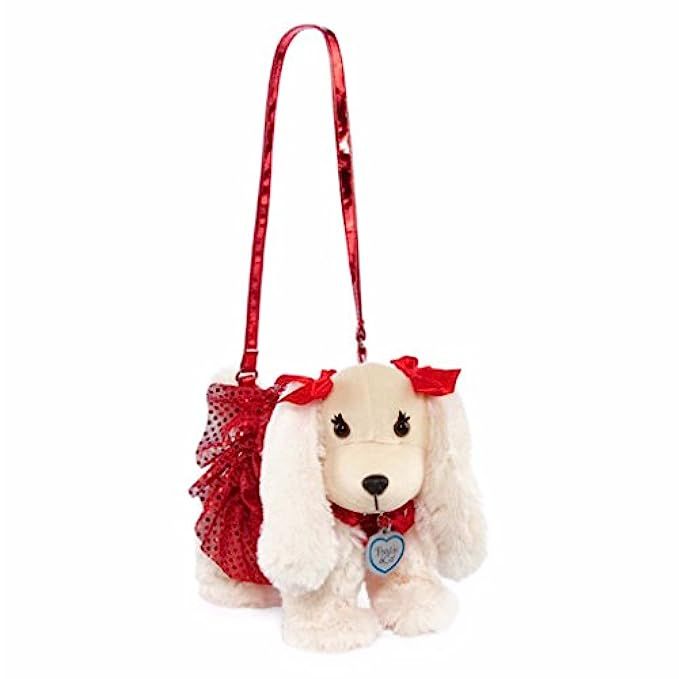 Poochie & Co Girl's Plush Puppy Dog Purse - Red Dress with Sparkly Glitter Tutu - Lizzy the Beagle - | Amazon (US)