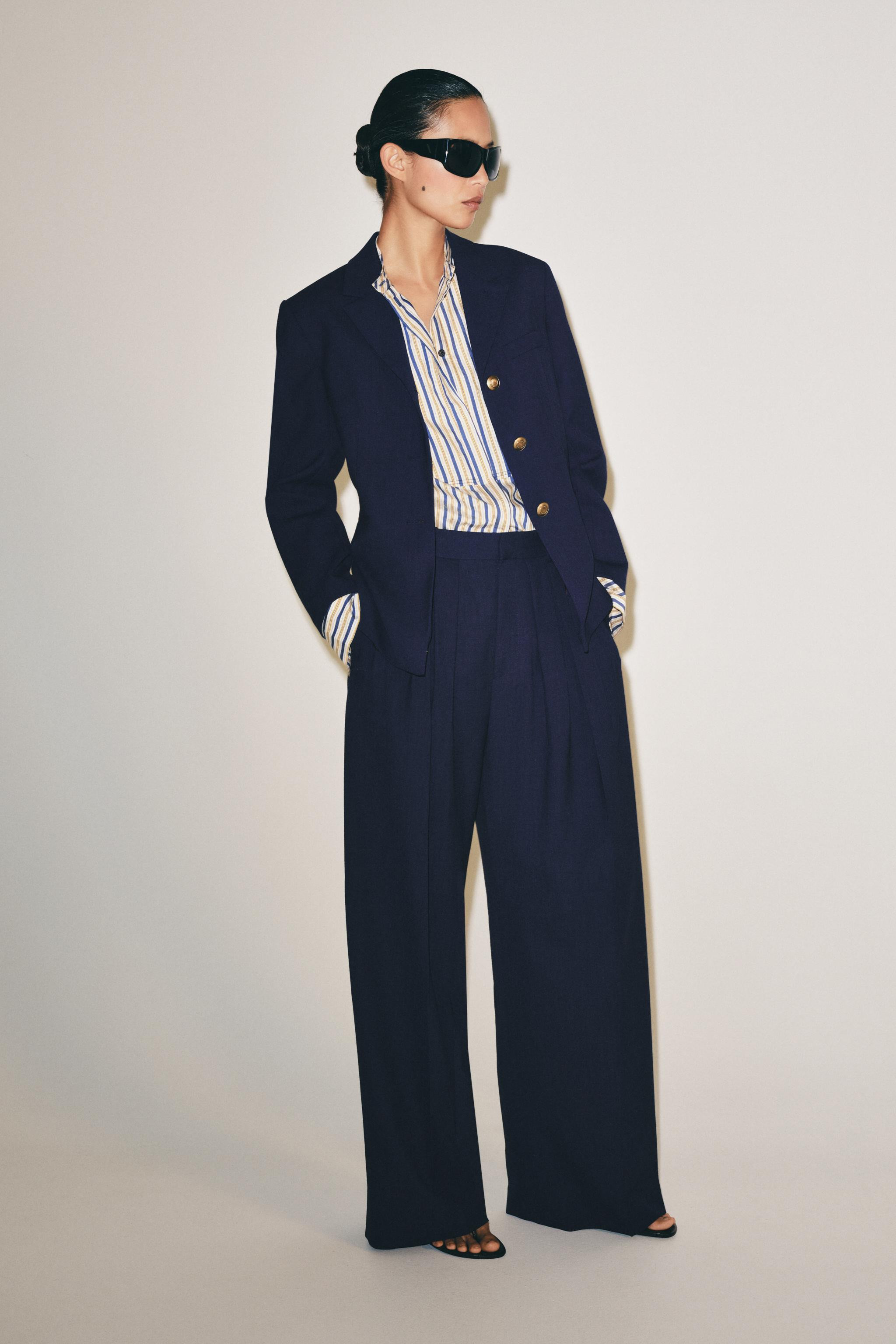 ZW COLLECTION WIDE-LEG PLEATED TROUSERS | Zara US