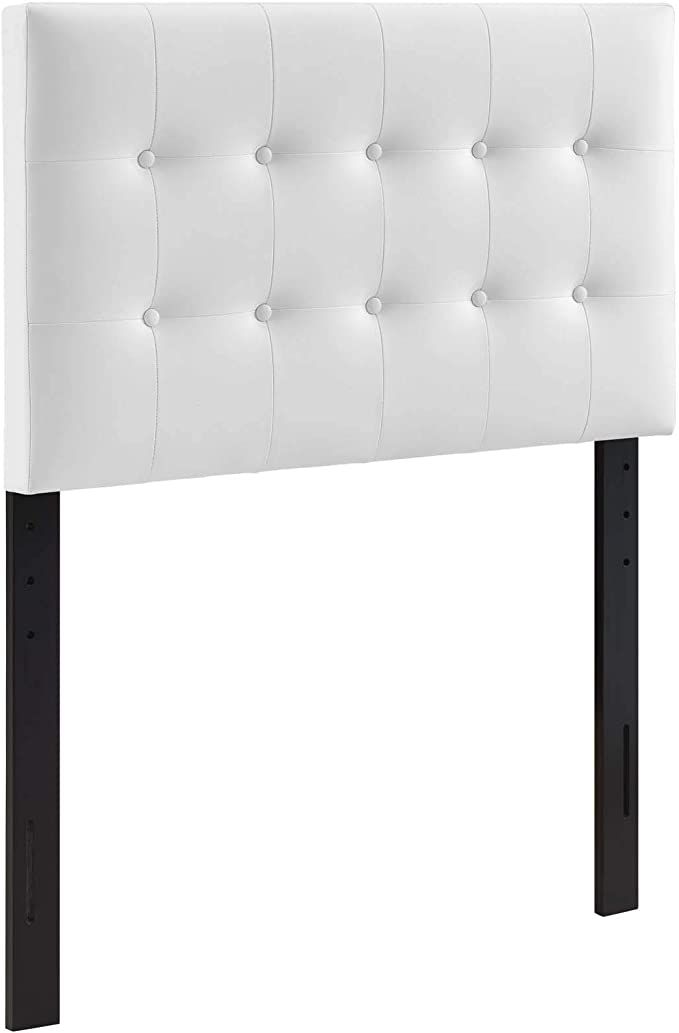 Modway Emily Tufted Button Faux Leather Upholstered Twin Headboard in White | Amazon (US)