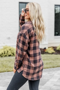 Made Me Realize Hazelnut Plaid Button Front Shirt | Pink Lily